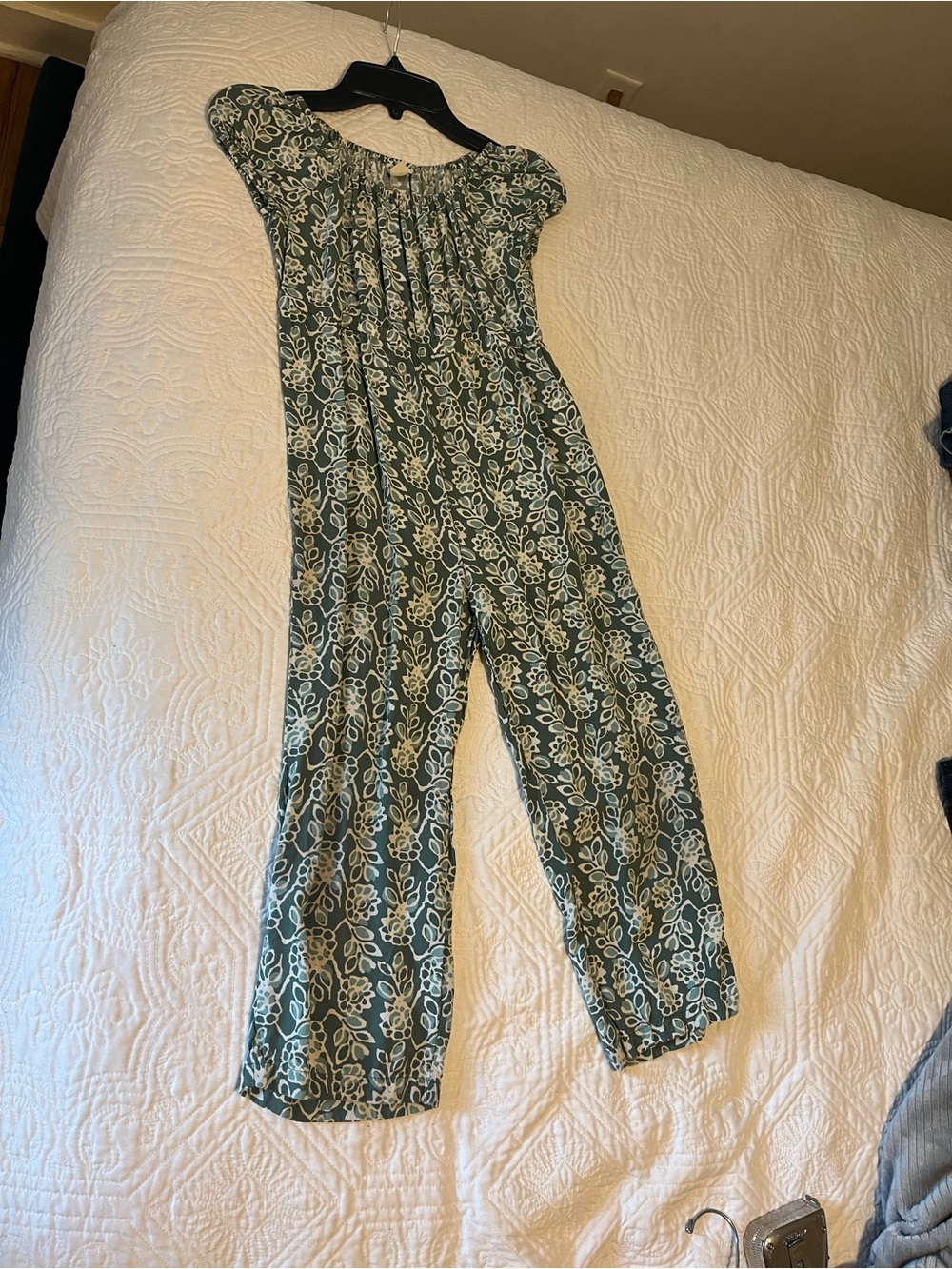 Crewcuts Green Floral Smocked Jumpsuit